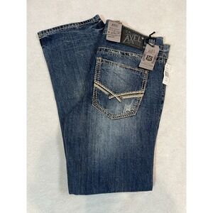 NWT TK AXEL Stonington 34 x 32 Relaxed Fit Straight Leg Dark‎ Wash Denim Jeans